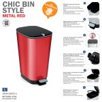 Plastový Koš na odpadky Chic Bin L - Metal Red, 50 litrů KIS