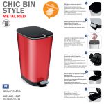 Plastový Koš na odpadky Chic Bin M - Metal Red, 35 litrů KIS