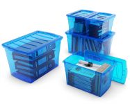 KIS Plastový úložný box Omnibox XL Modrý 60 L s kolečky