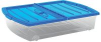 KIS Plastový úložný Spinning Box XL průhledný, Modré víko, 56 L