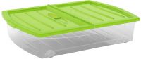 KIS Plastový úložný Spinning Box XL průhledný, Zelené víko, 56 L