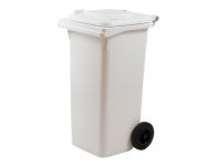 Plastová popelnice s kolečky, Objem 120 litrů - Bílá