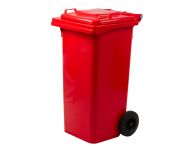 Plastová popelnice s kolečky, Objem 120 litrů - Červená