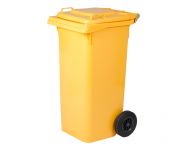 Plastová popelnice s kolečky, Objem 120 litrů - Žlutá