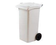 Plastová popelnice s kolečky, Objem 240 litrů - Bílá