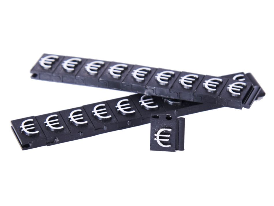 Doplňková sada 16ti znaků se symbolem Euro - Stříbrná A-Z Reklama CZ