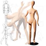 Dámská Pohybovatelná figurína Slim Line - Tělová s abstraktní hlavou