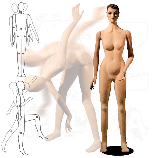 Dámská Pohybovatelná figurína - Tělová s make-up s prolisovanými vlasy A-Z Reklama CZ