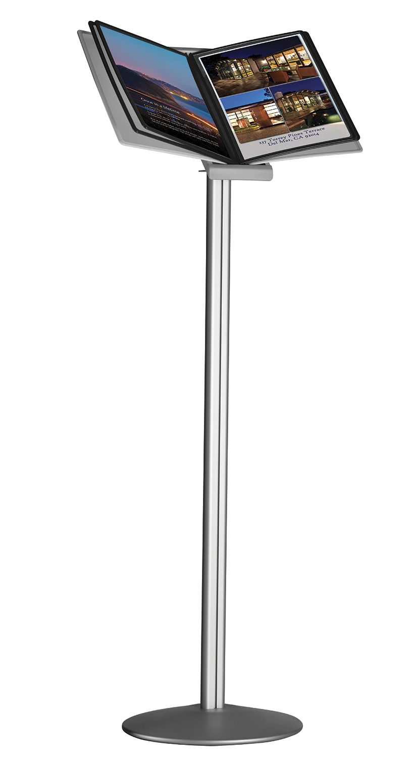 Volně stojící stojan se stříbrným držákem 10 ks A4 kapes A-Z Reklama CZ