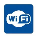 Informační symbol - Wifi - Modrý podklad - Samolepka