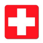 Symbol První pomoci - červený podklad - Samolepka