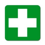 Symbol První pomoci - zelený podklad - Samolepka
