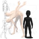 Dětská Pohybovatelná figurína - 2 až 3 roky - Černá s prolisovanými vlasy