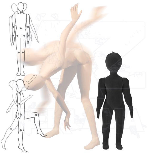Dětská Pohybovatelná figurína - 2 až 3 roky - Černá s abstraktní hlavou A-Z Reklama CZ