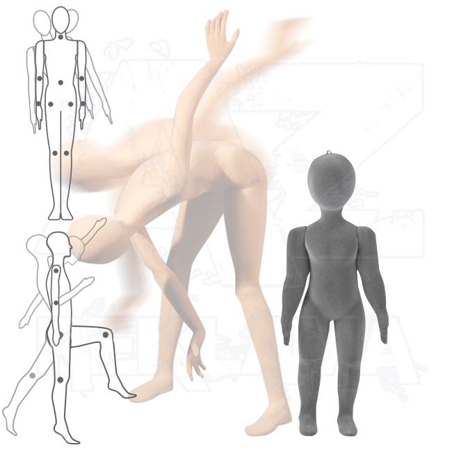 Dětská Pohybovatelná figurína - 2 až 3 roky - Šedá s abstraktní hlavou A-Z Reklama CZ