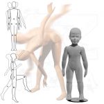 Dětská Pohybovatelná figurína - 2 až 3 roky - Šedá s prolisovanými vlasy
