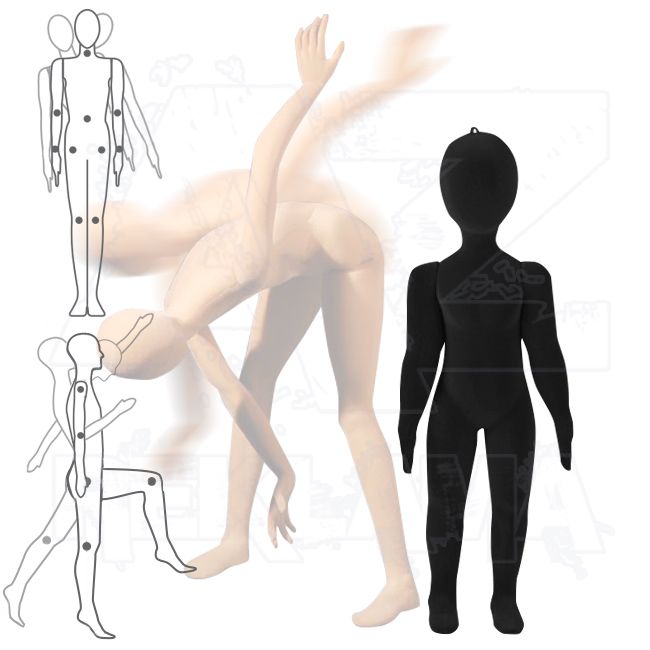 Dětská Pohybovatelná figurína - 3 až 4 roky - Černá s abstraktní hlavou A-Z Reklama CZ