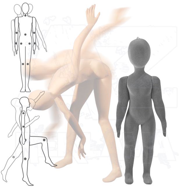 Dětská Pohybovatelná figurína - 3 až 4 roky - Šedá s abstraktní hlavou A-Z Reklama CZ
