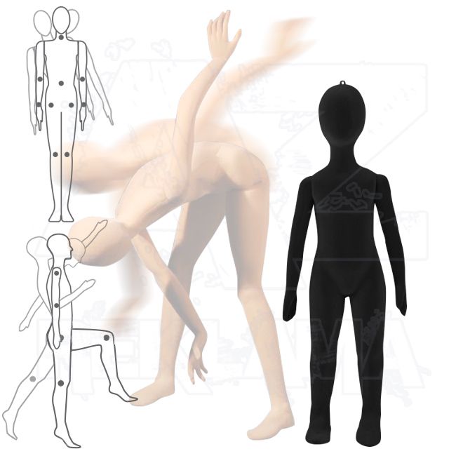 Dětská Pohybovatelná figurína - 4 až 5 let - Černá s abstraktní hlavou A-Z Reklama CZ
