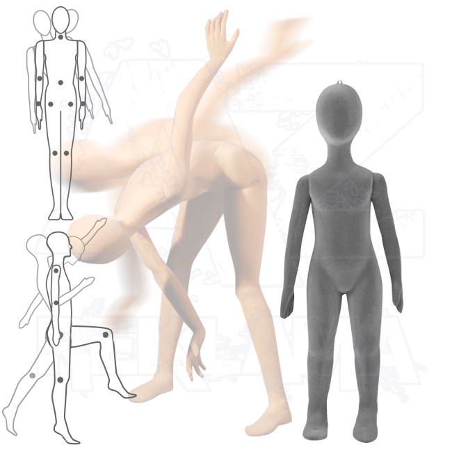 Dětská Pohybovatelná figurína - 4 až 5 let - Šedá s abstraktní hlavou A-Z Reklama CZ
