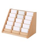 Dřevěný stolní zásobník na vizitky 3x5 boxů - Přírodní