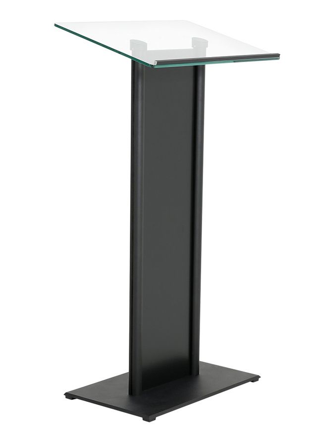 Řečnický pult se skleněným stolkem a čelním panelem - Černá základna A-Z Reklama CZ