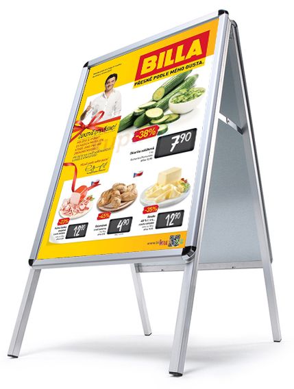Reklamní stojan Áčko na plakáty B2 50x70 - oblý roh A-Z Reklama CZ