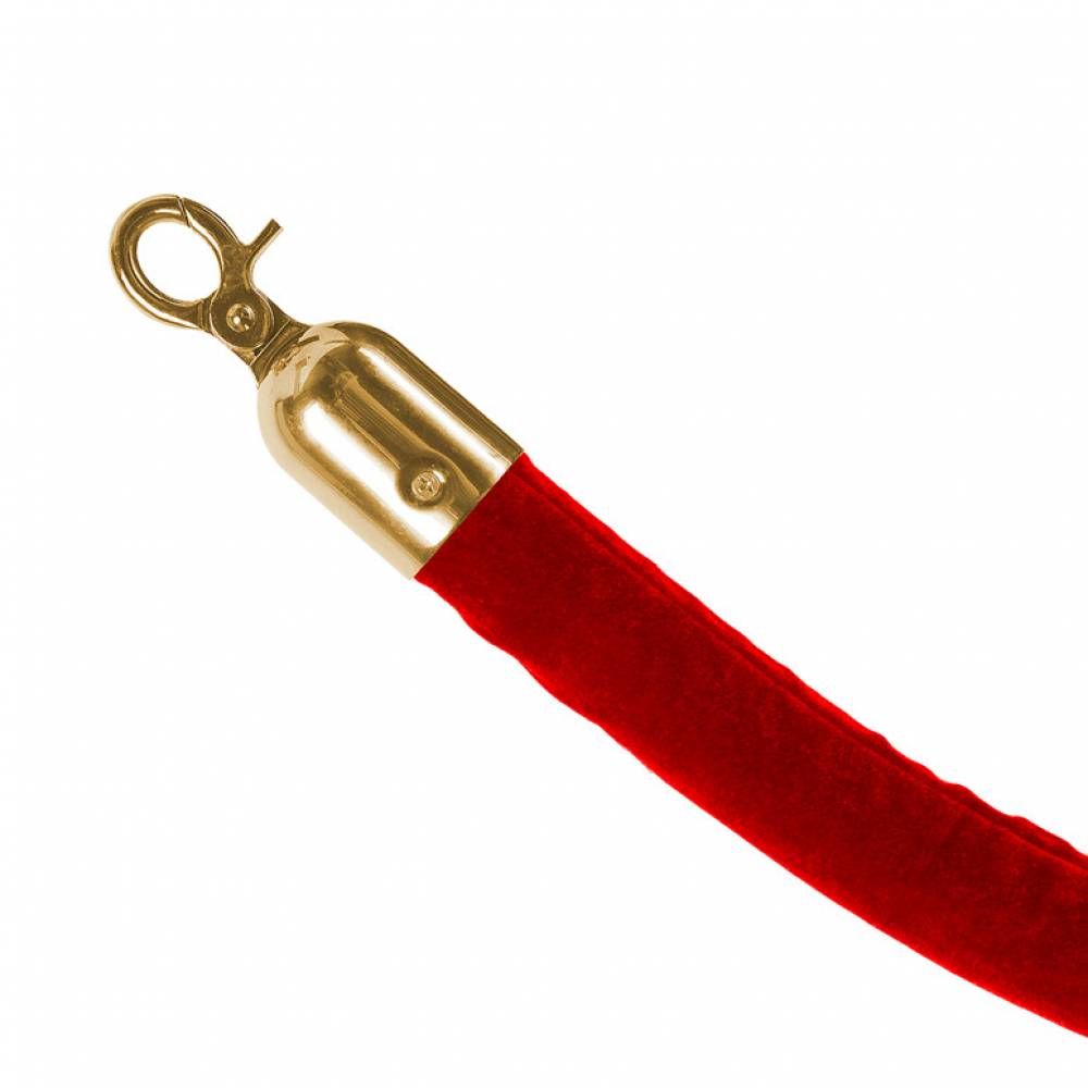 Červený provaz na barierový sloupek, Zlaté koncovky A-Z Reklama CZ