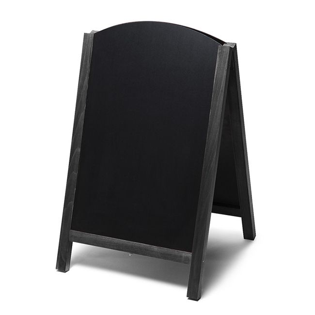 Dřevěný zaoblený poutač s křídovou tabulí 55x85 - černý A-Z Reklama CZ