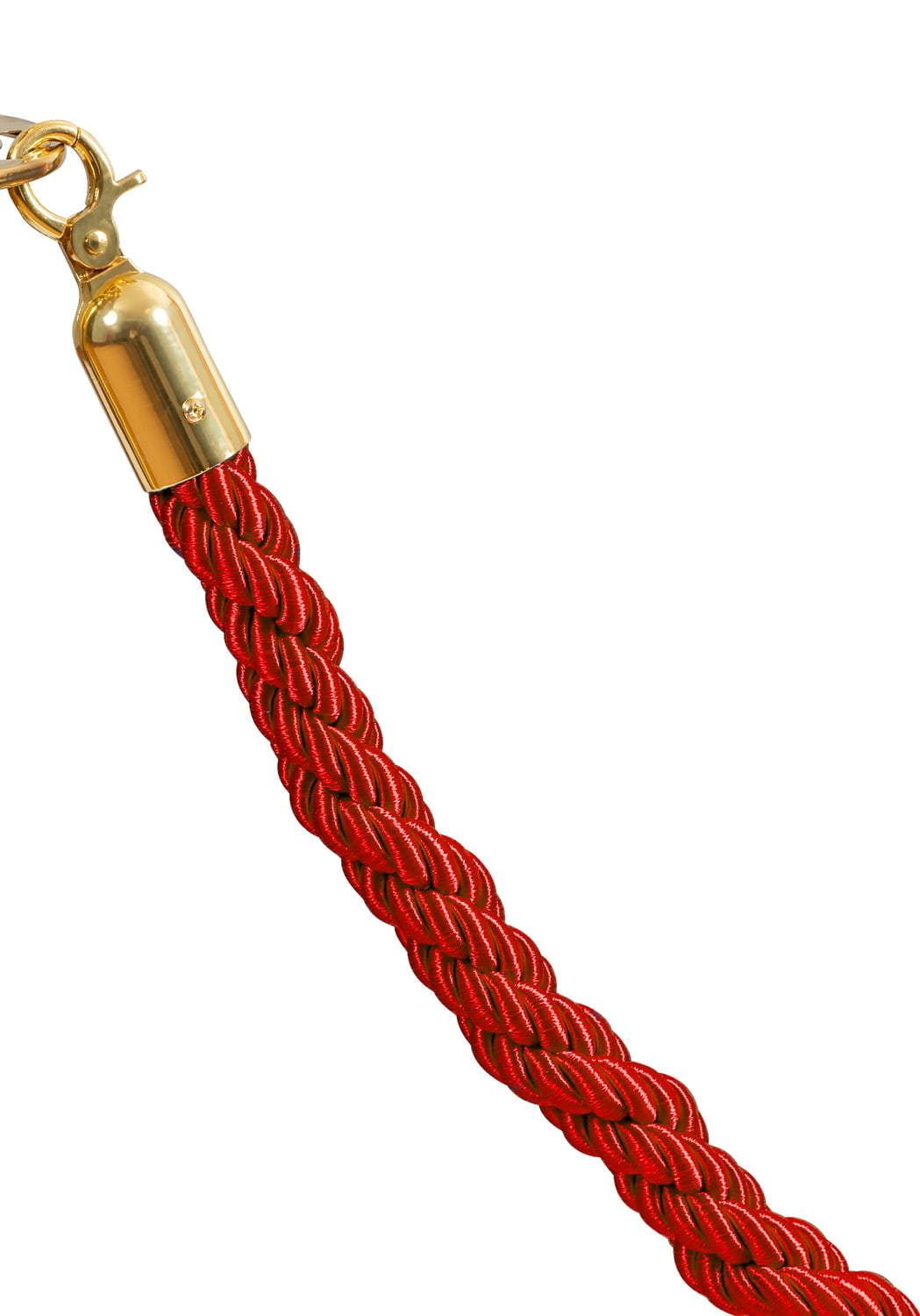 Červené lano na barierový sloupek 1,5 m - koncovky zlatá A-Z Reklama CZ