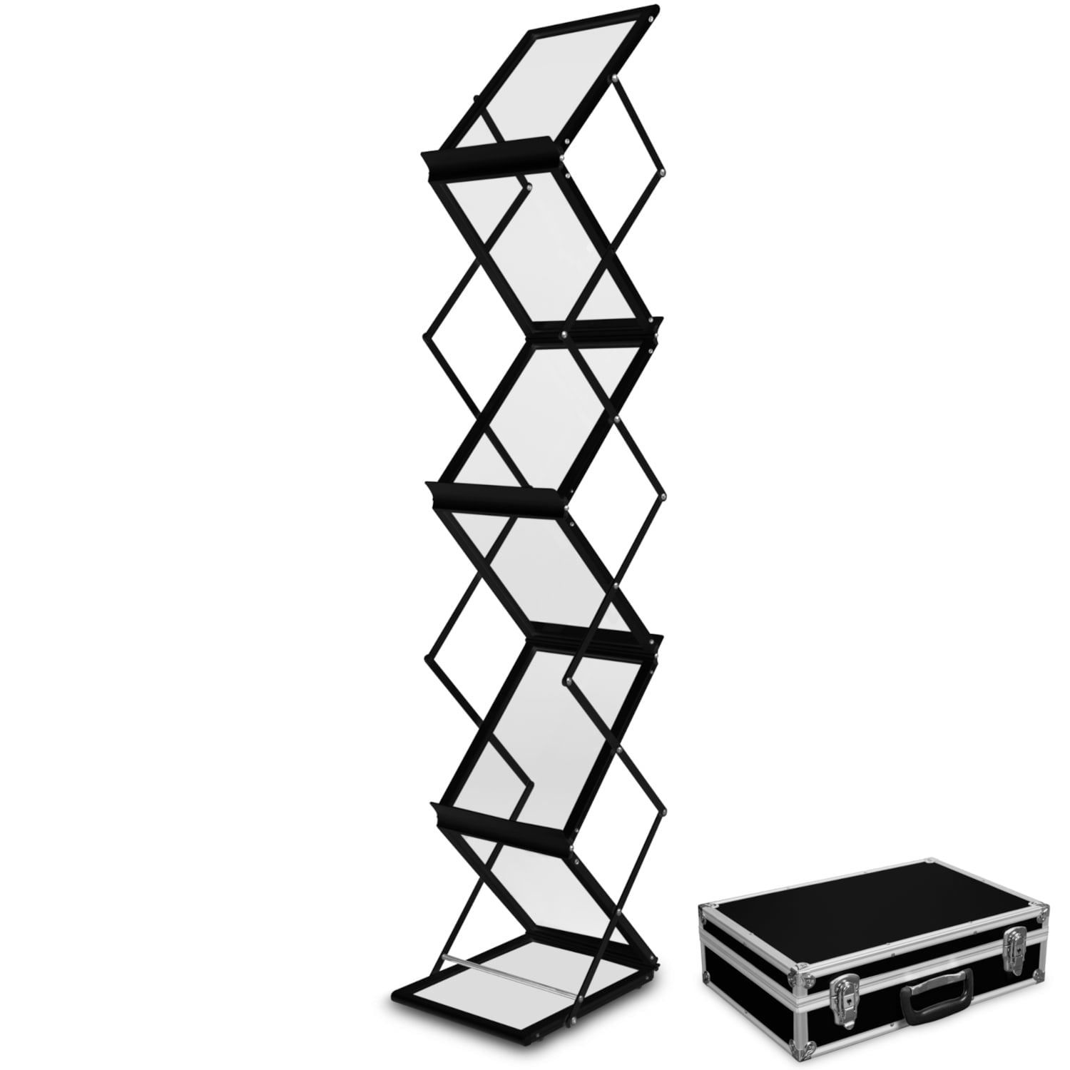 Skládací stojan na letáky ZED UP 6xA4 s Kufrem - Černý A-Z Reklama CZ