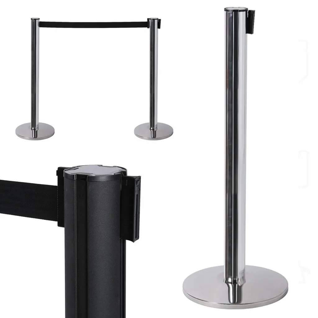 Bariéra chromový sloupek s 2,7 m výsuvným páskem A-Z Reklama CZ