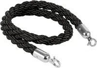 Černý provaz na barierový sloupek, koncovky Chrom A-Z Reklama CZ