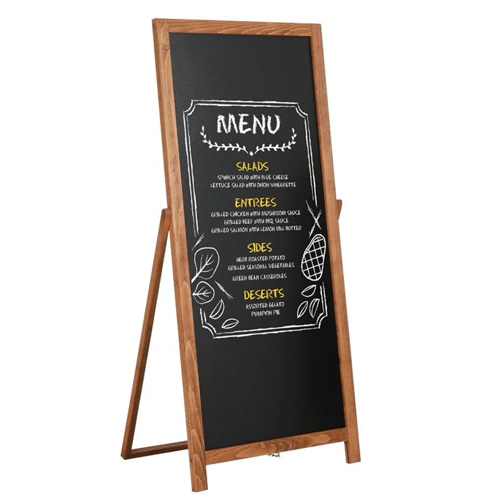 Dřevěný poutač s popisovatelnou černou tabulí 440x1020 - Tmavě hnědy A-Z Reklama CZ