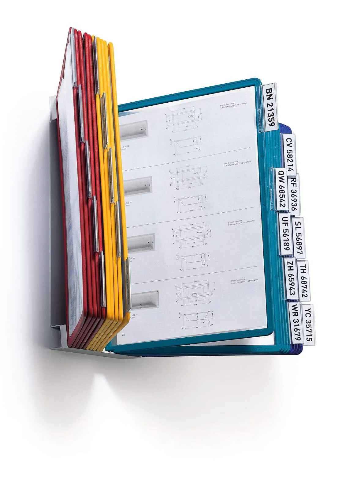 VARIO nástěnný držák s 20 barevnými kapsami A4 DURABLE