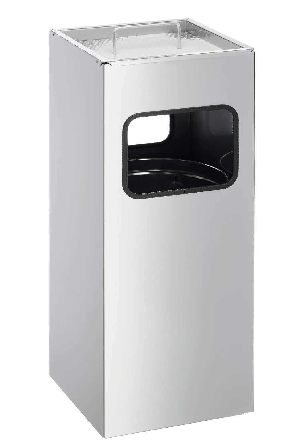 Kovový čtvercový odpadkový koš s popelníkem - Stříbrný DURABLE