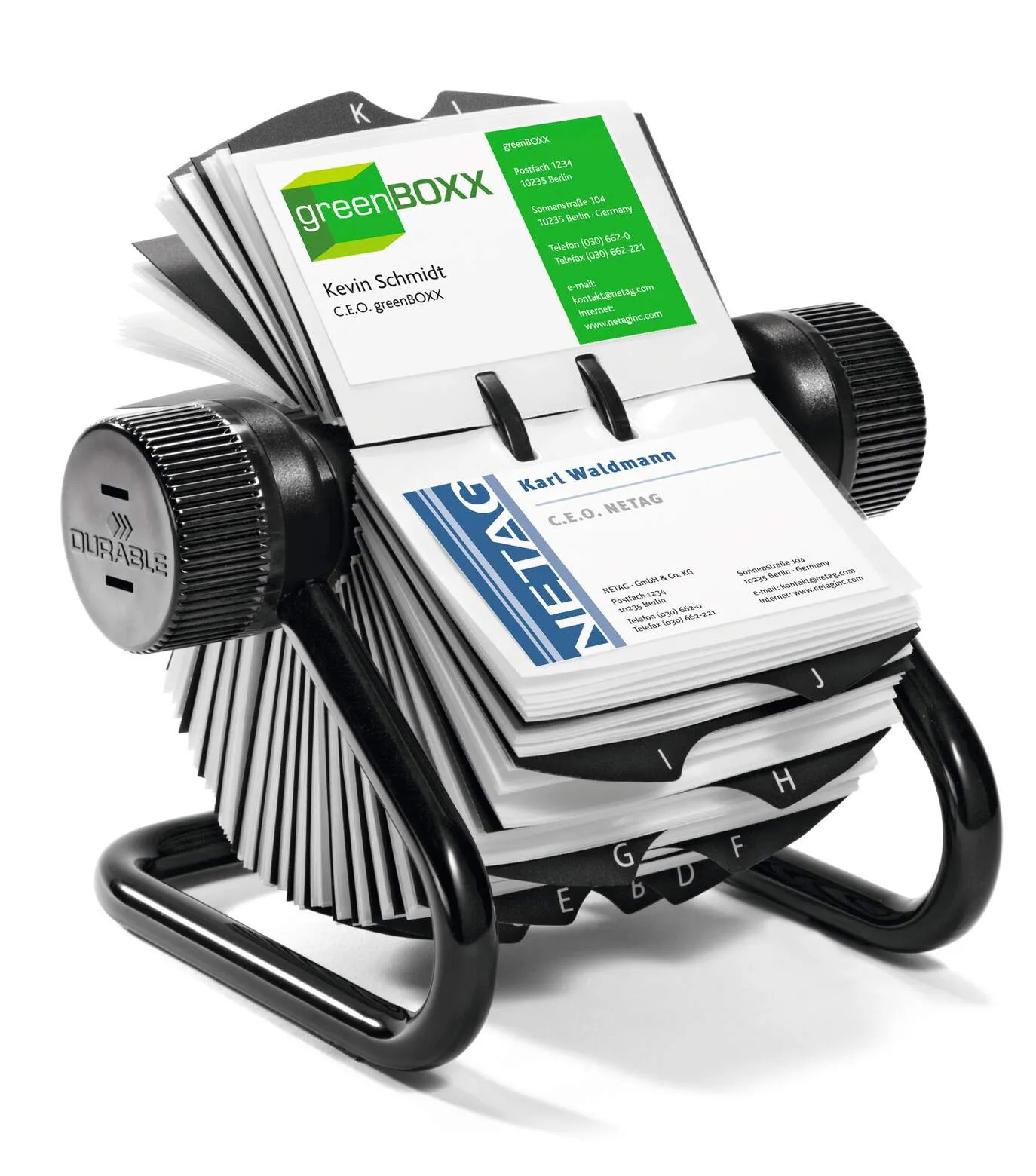 Otočný držák na 400 vizitek VISIFIX ROTARY - Černá DURABLE