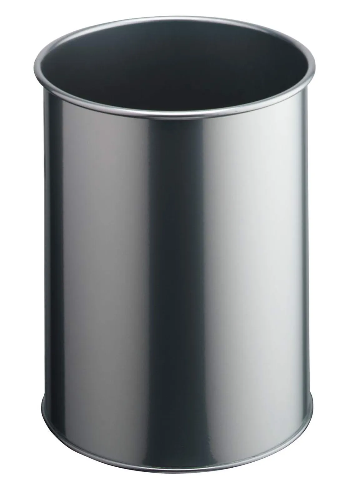 Kovový odpadkový koš kulatý DURABLE 15 - Stříbrný