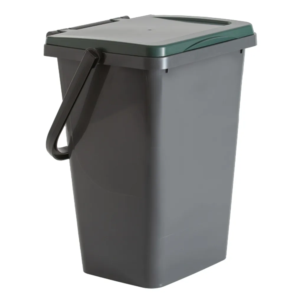 Třídící odpadkový koš ECOLINE 35l - Šedý - Zelené víko A-Z Reklama CZ