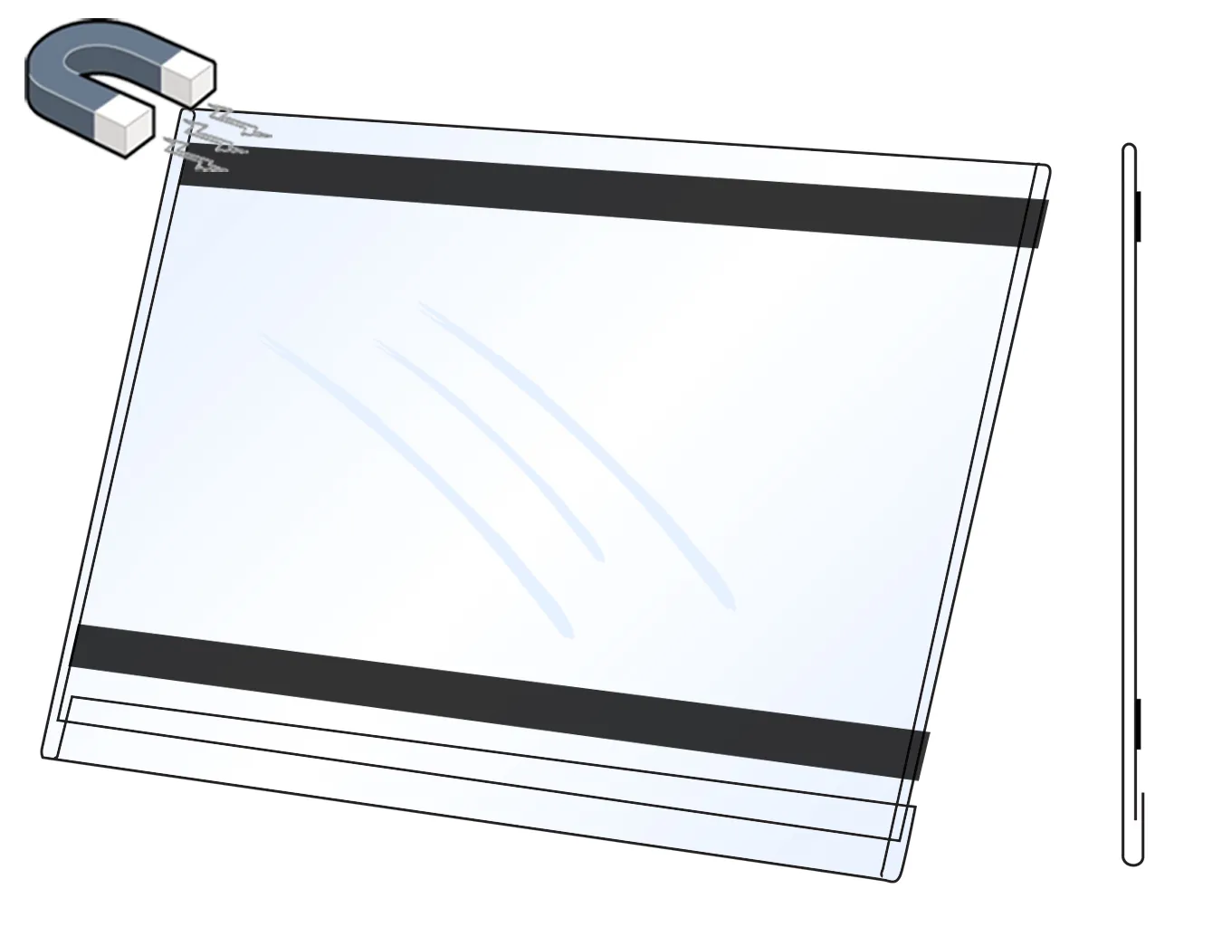 PVC Kapsa 1/2A4 tvar O na šířku Lesklý povrch Magnetická A-Z Reklama CZ