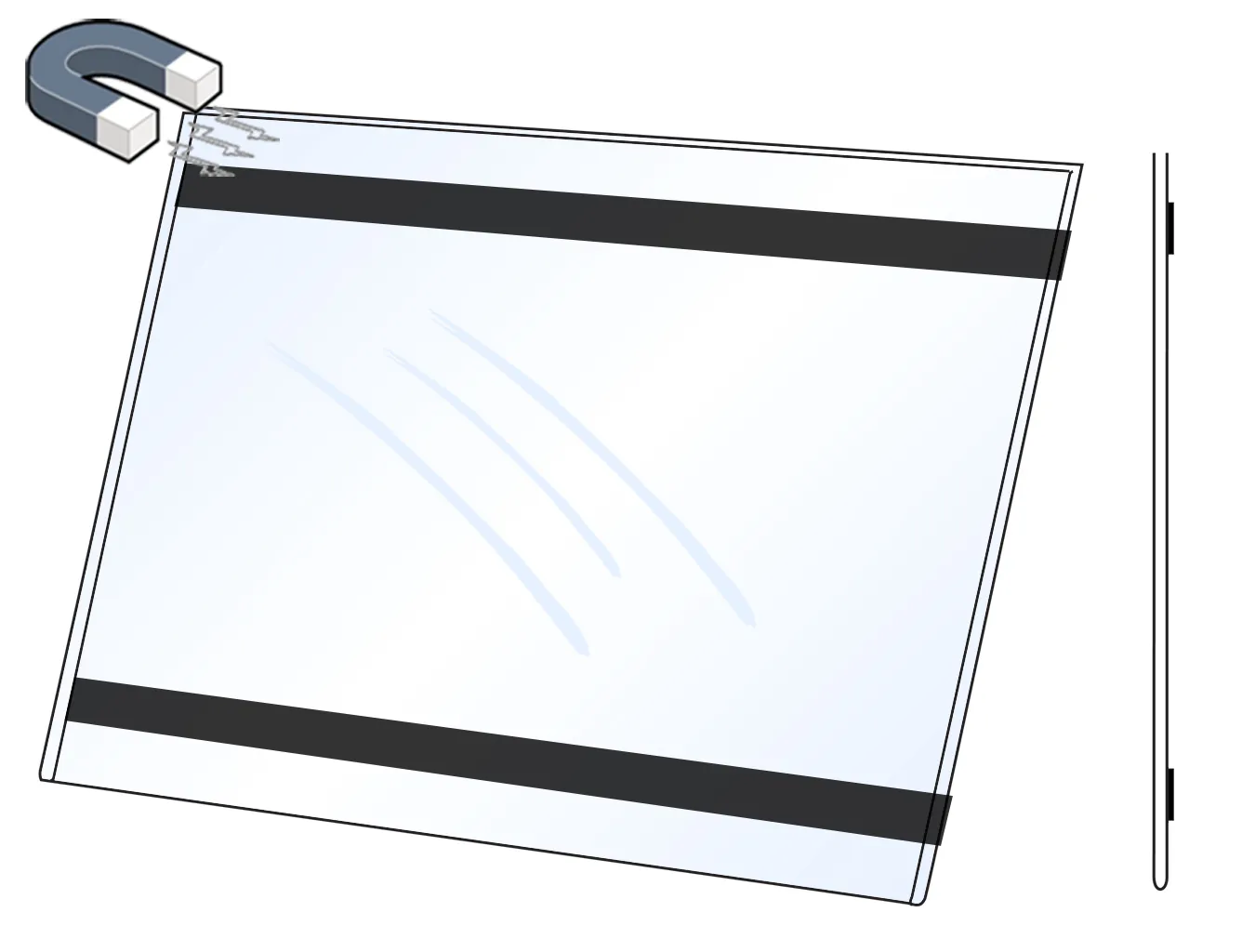 PVC Kapsa 30x60 tvar U na šířku Lesklý povrch - Magnetická A-Z Reklama CZ