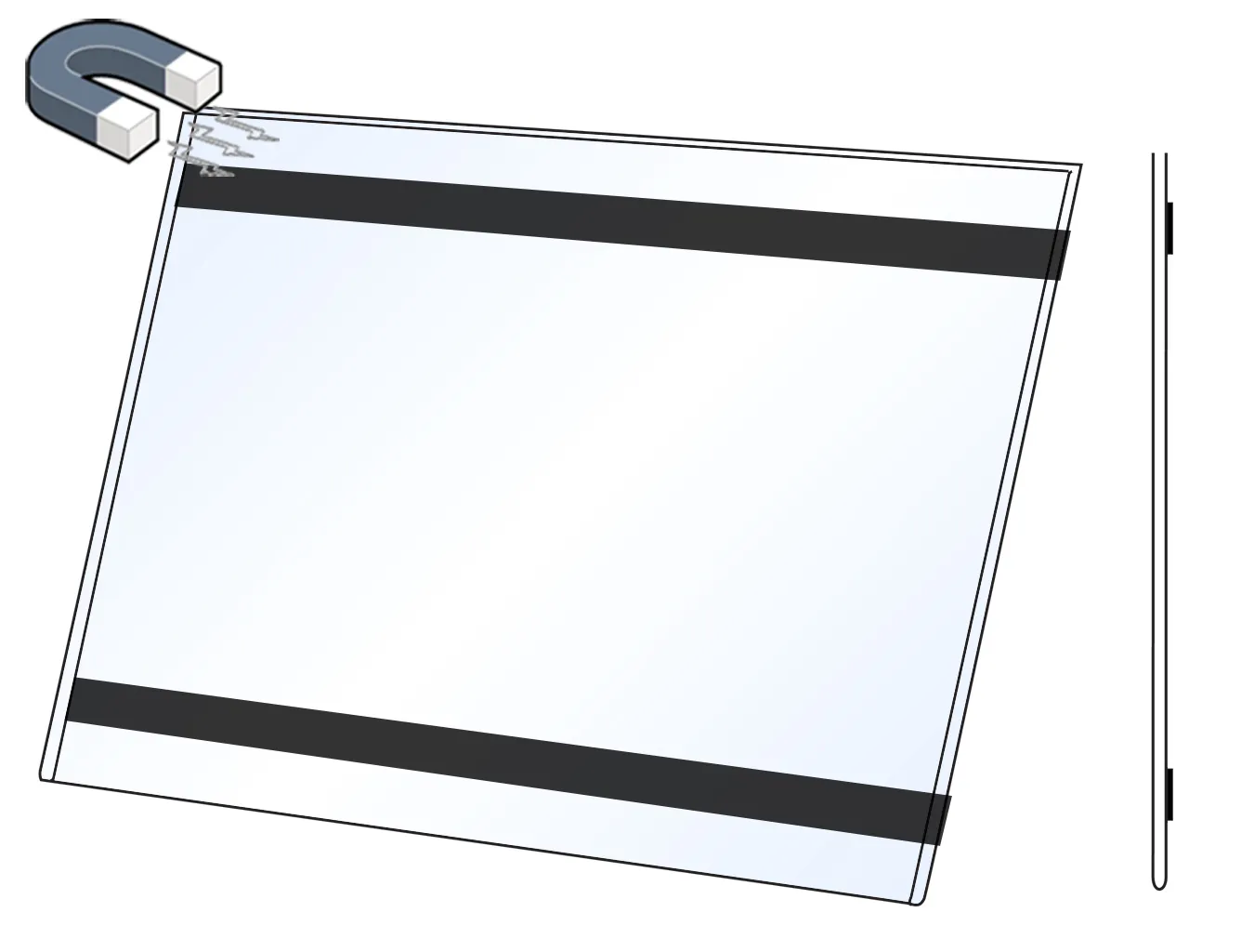 PVC Kapsa 40x100 tvar U na šířku Matný povrch - Magnetická A-Z Reklama CZ