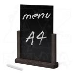 Dřevěný popisovatelný menu stojánek A4 - Černý
