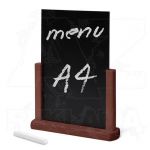 Dřevěný popisovatelný menu stojánek A4 - Tmavě hnědý