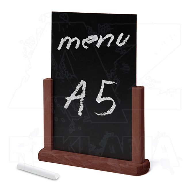 Dřevěný popisovatelný menu stojánek A5 - Tmavě hnědý A-Z Reklama CZ