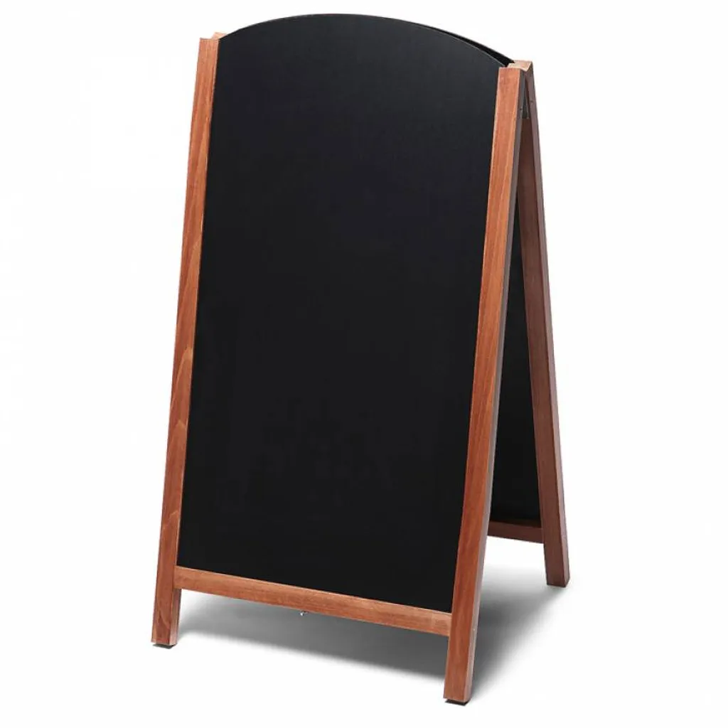 Dřevěný zaoblený poutač s křídovou tabulí 68x120 - světle hnědý A-Z Reklama CZ