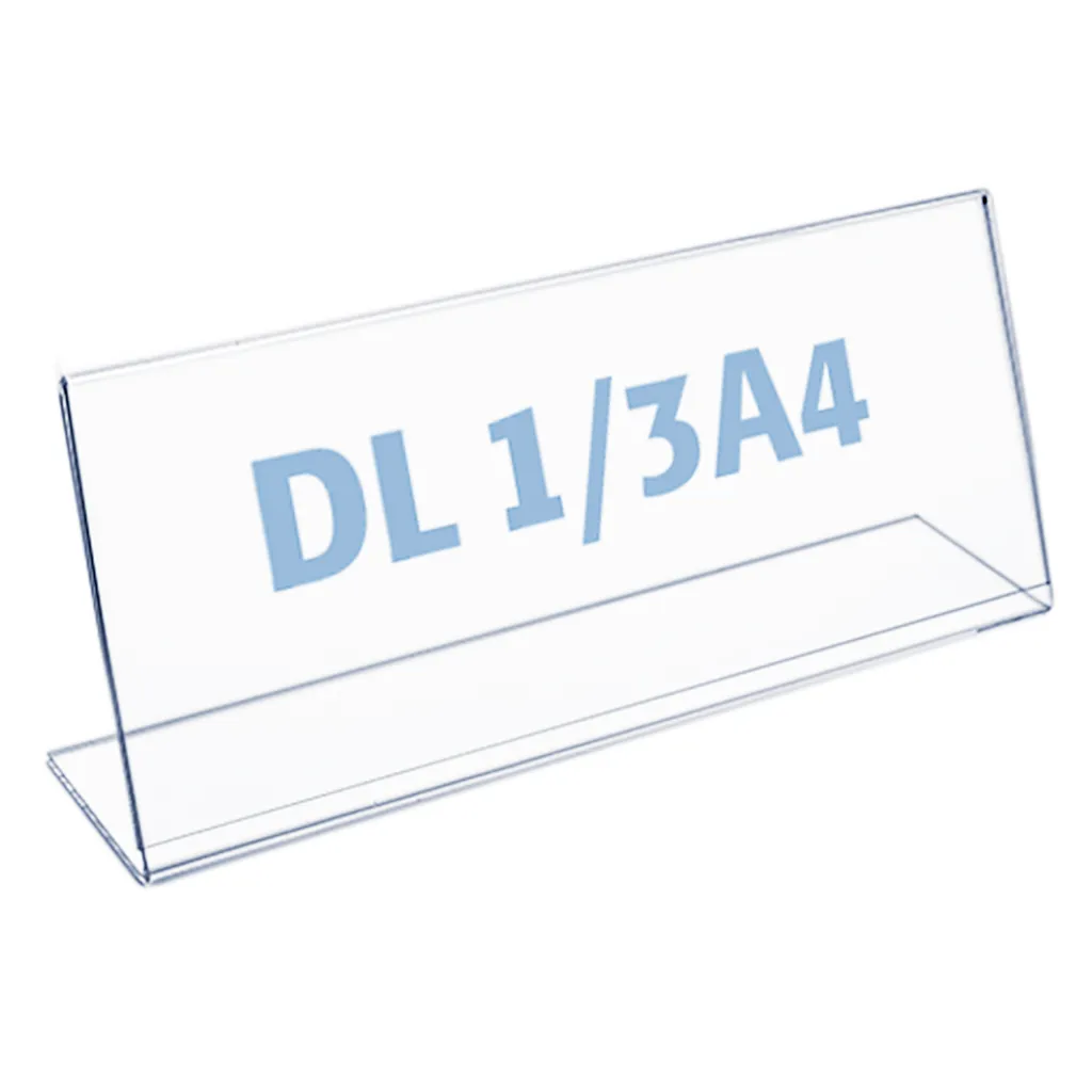 Plastový stojánek na 1 list - Tvar L - DL 1/3A4 na šířku A-Z Reklama CZ