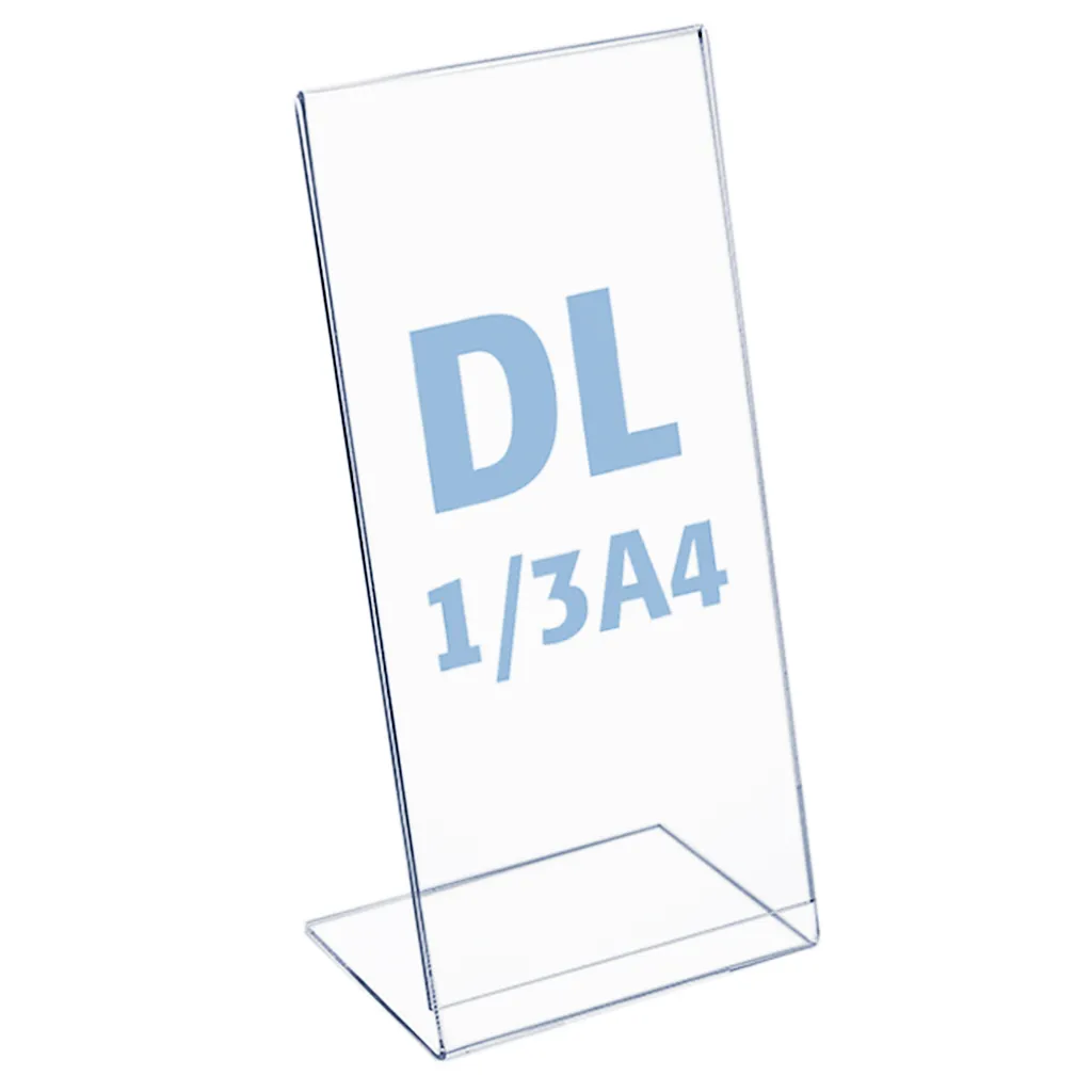 Plastový stojánek na 1 list - Tvar L - DL 1/3A4 na výšku A-Z Reklama CZ