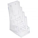 Plastový zásobník na letáky 4x DL 1/3A4 s kapsou na vizitky