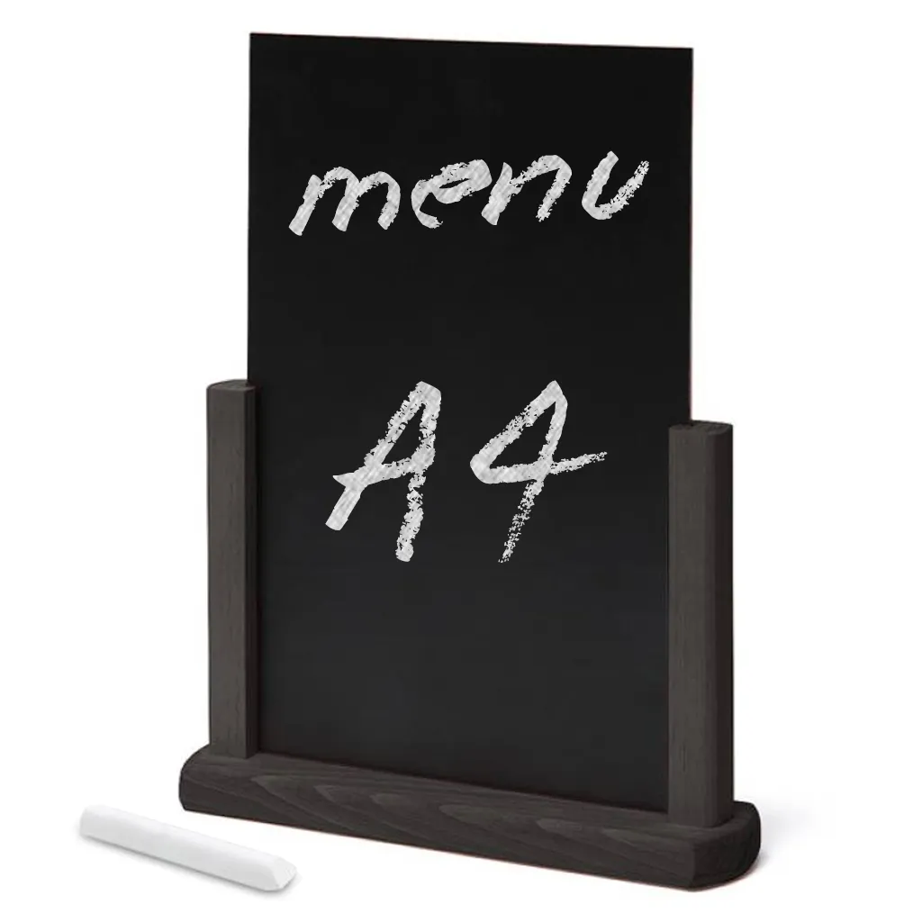 Dřevěný popisovatelný menu stojánek A4 - Černý A-Z Reklama CZ